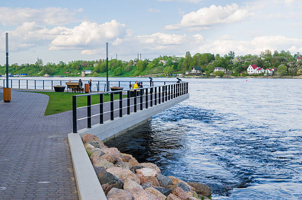 Walking path beside the river in Skien